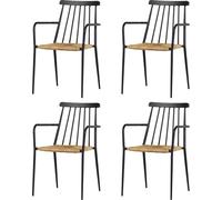 4xEvira Chaise de jardin empilable, noir et naturel.