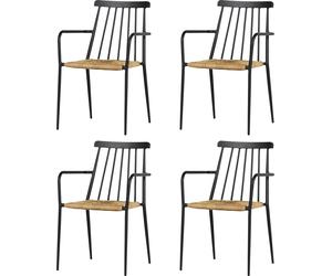 4xEvira Chaise de jardin empilable, noir et naturel.
