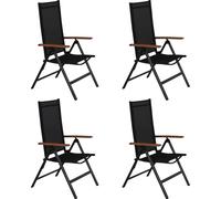 4xLamira Chaise de jardin, position assise, noir et accoudoirs en teck.
