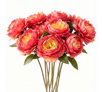 5/1 pièce Fleur de pivoine artificielle rose vif avec tige, fausse fleur pour décoration de fête à la maison, centre de table de mariage, arrangement de vase pour la maison, décoration d'automne, salo