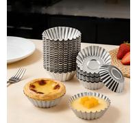 5/10/20/30/100/200 pièces Moules à muffins/puddings réutilisables en aluminium, antiadhésifs, pour la cuisson de crème, pudding, argent, 7 cm, ustensiles de cuisson, moules à gâteaux/tartes 5 pièces,1