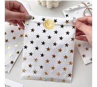 5/10/20/30/50/60/100/300 pièces Sacs cadeaux en papier kraft avec étoile dorée 5,1x6,4 pouces, sacs de shopping pour anniversaire, douche nuptiale, fiançailles, Saint-Valentin, mariage, faveurs de fêt