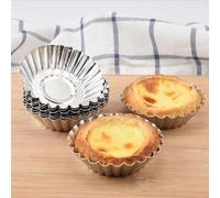 5/10/20/30 pièces Moules à tartelettes en aluminium réutilisables, convenant pour la réalisation de muffins, cupcakes, flans. Plaque de cuisson antiadhésive, outils de cuisson 7cm argent, moules à gât
