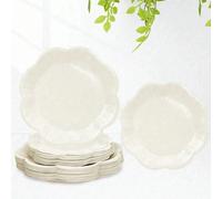 5/10/20/40 pièces Assiettes en papier dentelle ivoire de 9 pouces, design floral élégant ; Assiettes en papier crème de 7 pouces pour gâteaux et desserts, décoration pour baby shower, mariage, fête d'