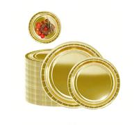 5/10/25/50/100 pièces Assiettes en papier doré, vaisselle jetable pour fête, assiettes à collation, assiettes à fruits, assiettes de décoration de table à dessert, assiettes en carton, assiettes d'ann