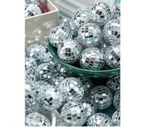 5/10 pièces Boules à facettes décoratives, Mini boules à facettes argentées suspendues, Boule à miroir réfléchissante pour décoration de gâteau, Fête disco des années 70, Fournitures pour fêtes, pour 