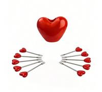 5/10 pièces, Fourchettes à fruits Love, Set de fourchettes à gâteau en acier inoxydable, Set de vaisselle pour collations à la maison, Articles de cuisine pour la maison, Faveurs de fête de la Saint-V