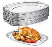 5/10 pièces Plateaux de service en aluminium, convenant pour les buffets, anniversaires, mariages, repas, barbecues et autres rassemblements, 35 x 23 cm, stables et pratiques 5,10Aluminium