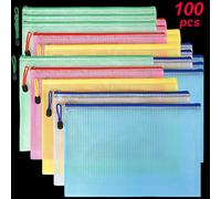 5-100 pièces papeterie mallette de rangement fichier maille pochette à fermeture éclair A4/A5/A6 sac de documents dossiers de fichiers à fermeture éclair organisateur de documents papier bureau A4-10P