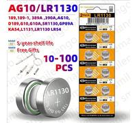 5-100 pièces Piles bouton alcalines 1,55 V AG10 LR1130 SR54 389 189 SR1130 D189 LR54, piles bouton G10A SR1130SW pour montre, jouet, télécommande 10 pièces LR1130(GF)KN,20 pièces LR1130(GF)KN,30 pièce