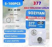 5-100 pièces Piles bouton alcalines SOZIYAN AG4 377, SR626SW SR626 177 376 626A LR66 LR626, nouveau modèle 2024, convient pour montres, jouets, horloges, emballées individuellement 10 pièces,20 pièces