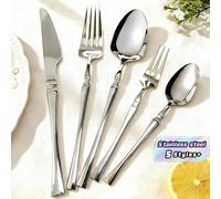 5/20/30/40 pièces Set de couverts en acier inoxydable à taille fine, couteau à steak, fourchette et cuillère, petite cuillère, convient pour la cuisine familiale, l'hôtel, cadeau de vacances, suggesti