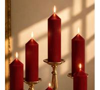 5/3/2 pièces Bougies cylindriques pointues parfumées bordeaux, faites de cire de soja et de paraffine, avec mèche parfumée intégrée, temps de combustion de 50 heures. Design de bougie décorative, conv
