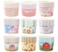 5-50 pièces/paquet, gobelets en papier pour crème glacée, aliments chauds ou froids, bols à dessert jetables, boîtes à bonbons pour la décoration de fête d'anniversaire des enfants 8x5x9cm