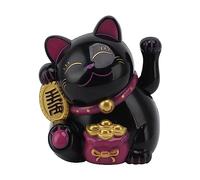 5.5in Lucky Cat Waving Arm Set, Electric Cute Waving Cat Waving Arm for Fortune Money and Good Luck Fortune Cat Statue Décorations pour Décorer le Bureau de Caisse de la Réception (MLY11020-5 Noir)