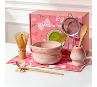 5/7/8 pièces Set de fouet à matcha japonais, texture en forme d'nœud et de cœur, boîte cadeau rose/boîte cadeau noire, convient pour un usage personnel, la Saint-Valentin, Noël, Thanksgiving, cadeaux