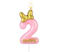 5,8 cm Bougies d'Anniversaire Rose, Mignon Bougie Numéro d'Anniversaire | avec Noud Papillon Bougies Chiffres Anniversaire pour Filles Anniversaire Fêtes (2)