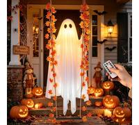 5,91 Ft Halloween Swinging Ghost Decoration Outdoor with Light,2026 Hanging Ghost Scary Spooky Glowing,Swing Ghost Decoration Indoor Outdoor Tree Yard Garden Patio,Remote Control，Orange-5,91 Ft-1.8 m