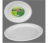5 assiettes ovales canne à sucre 26x19.9cm blanc - bestgreen 10351 Blanc G