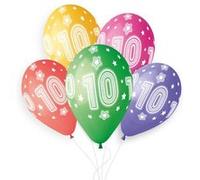 5 ballons bio nombre 10 33cm pastel multicolore - gemar 313833 Multicolore G