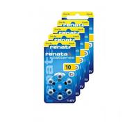 5 blister de 6 piles auditives RENATA ZA10 ZINC AIR JAUNE -