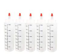 5 bouteilles à aiguilles en plastique graduées avec bouchon anti-fuite, récipient à épices, bouteille à colle, récipient à , récipient en plastique transparent