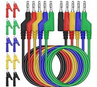 5 Cordons de Mesure pour Multimètre 4mm, Câble à Fiche Banane, Pointes de Mesure pour Multimètre, 10 Pinces Crocodiles Isolées, pour Voiture/Industriel/autres Composants de Câble de Test(1000V/19A)