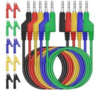 5 Cordons de Mesure pour Multimètre 4mm, Câble à Fiche Banane, Pointes de Mesure pour Multimètre, 10 Pinces Crocodiles Isolées