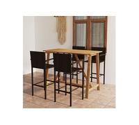 set bar de jardin 5 pièces brun