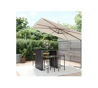 vidaXL Ensemble bar de jardin 5 pièces noir Poly rotin & bois massif acacia