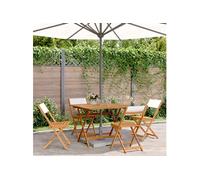 5-delige Tuinset massief hout en stof crÃmewit3281784