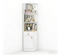 5 en 1 Bibliothèque VIVOLILV,Bibliothèque d'angle 4 niveaux,Meuble de rangement avec1 tiroir 1 porte,Meuble d'angle 38x38x161 cm