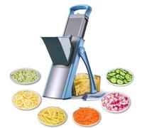 [5 en 1] Coupe-légumes multifonction, coupe-fruits manuel avec lame réglable en acier inoxydable, conception pliable, grande capacité 1-10L, matériau ABS, avec récipient, hachoir à oignons pour hacher