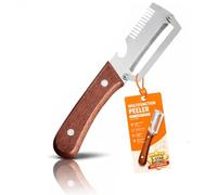 5 en 1 Éplucheur de légumes multifonction pour la cuisine avec lame en acier inoxydable ultra-aiguisée et manche en bois ergonomique, Décapsuleur, Écailleur à Poisson et Coupe-Oignon (1PCS)