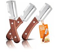 5 en 1 Éplucheur de légumes multifonction pour la cuisine avec lame en acier inoxydable ultra-aiguisée et manche en bois ergonomique, Décapsuleur, Écailleur à Poisson et Coupe-Oignon (3PCS)