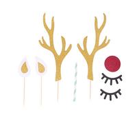 5 Ensembles DIY Paillettes De Noël Elk Cake Topper Cerf Pics Rustique Pays Gâteau Wrapper Antler Décoration pour Enfant Anniversaire De Mariage Bébé De Fête