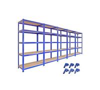 5 Etagères de Rangement Acier Bleu 180x90x45cm Capacité Totale 7000KG