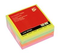 5 Etoiles Bloc cube 400 feuilles notes repositionnables coloris assortis pastels 76x76 mm Fluo