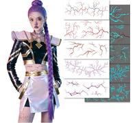 5 Feuilles K pop Tatouages Temporaires Hunter, Lumineux Tatouages de Démons Costume, pour Cosplay, Carnaval, Halloween, Soirée sur Scène, Rouge