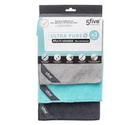 5 five simply smart 5five - 3 Chiffons Microfibre Anti-bactérien 30x40cm Multicolore - Multi-usages - Multi-Surfaces - Dépoussiérant - Dégraissant - Lavable en Machine