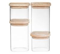 5 five simply smart 5five - 4 bocaux verre empilables hermet couvercle bois