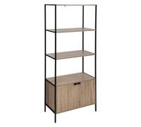 5 five simply smart 5five - Bibliothèque Industrielle Aliaj Effet Chêne et Métal Noir, 68 x 35 x 176 cm, 3 Étagères et 1 Placard - pour Salon, Chambre, Bureau
