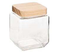 Bocal verre carré couvercle pin ""Pin"" 1,25L