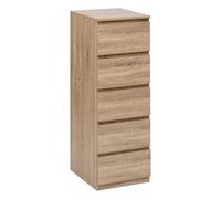 5 five simply smart 5five - Chiffonnier Dolo Effet Chêne, 5 Tiroirs, L 40 x P 48 x H 118 cm - Meuble de Rangement pour Chambre, Salon, Bureau