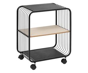 5 five simply smart 5five - Étagère 2 Niveaux Métal et Bois Noir - 4 Roues avec Système de Blocage - Frein de Sécurité - Déplacement Facile - Salon