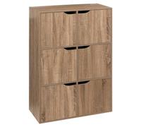 5 five simply smart 5five - Étagère 6 Cases Mix'n Modul - Effet Bois Naturel - 6 Portes - Rangement Utile et Pratique - Salon, Bureau, Chambre