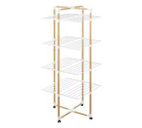 5 five simply smart 5Five - Etendoir à Linge Tour 40M - Effet Bois - Pliable avec 4 Roues - Séchoir Intérieur Grande Capacité - Charge Maximale 40kg