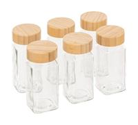 5 five simply smart 5Five - Lot de Pot à Épices Transparent en Verre et Bambou - Organisateur d’épices