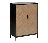 5 five simply smart 5five - Meuble de Rangement Chevrons Effet Bois et Noir, 2 Portes, H 110 x L 80 cm - Buffet pour Salon, Chambre, Entrée