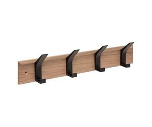 5 five simply smart 5Five - Patère Murale ZINY Marron en Bois et Aluminium - 4 Têtes - 45x7x9,1cm - Crochets, Accessoire Maison, Utilisation Quotidienne